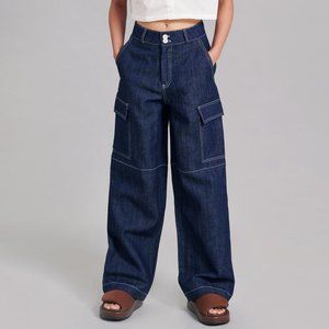 The Frankie Shop - Lomi Cargo Denim Pants (Navy) - Size S